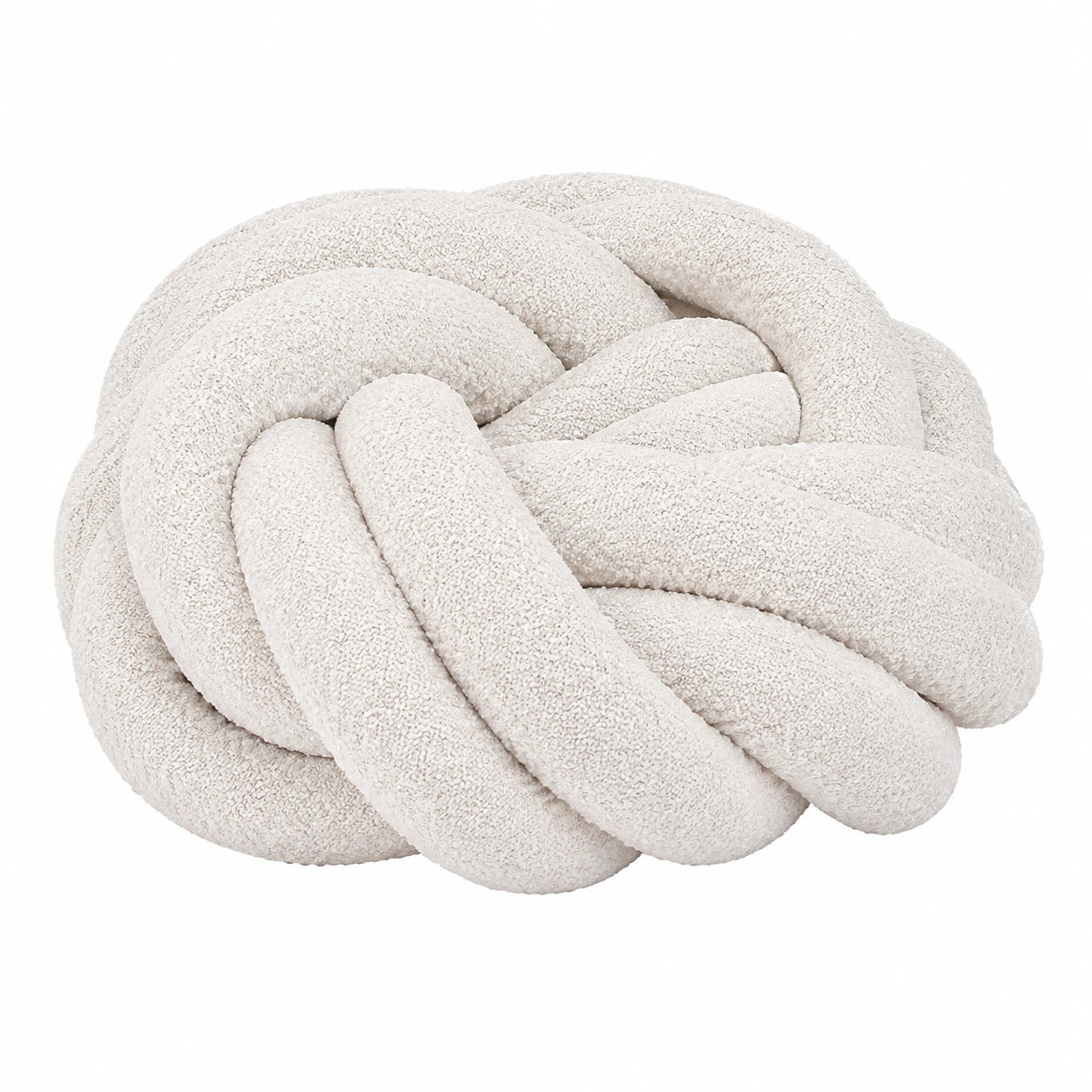 Cuscino decorativo rotondo 35 cm in tessuto bouclé avorio - stile nodo