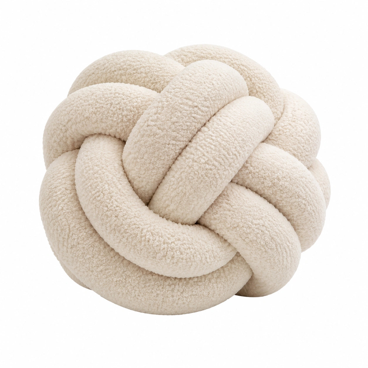 Cuscino decorativo a nodo 30 cm in tessuto bouclé avorio - morbido per arredamento