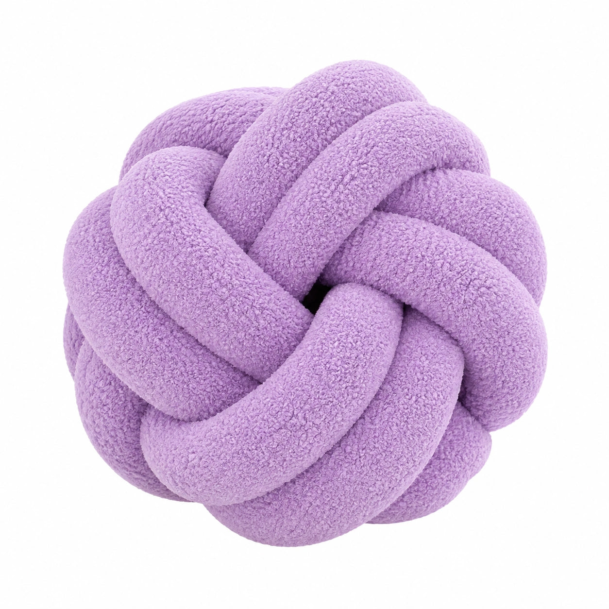 Cuscino decorativo a nodo 30 cm in tessuto bouclé lilla - morbido per arredamento