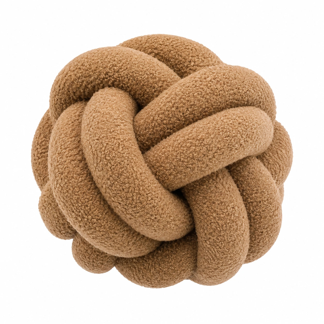 Cuscino decorativo rotondo 30 cm in tessuto bouclé beige - nodo intrecciato