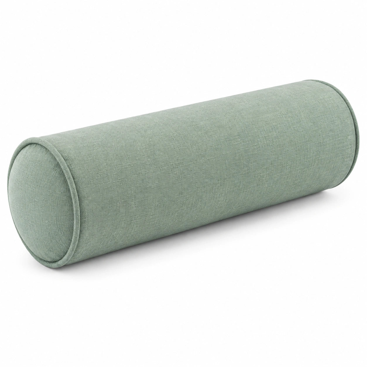 Cuscino cilindrico 18 x 45 cm in tessuto verde salvia per divano e letto