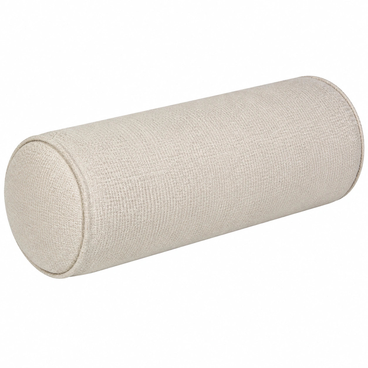 Cuscino cilindrico 20 x 50 cm in tessuto beige per supporto decorativo