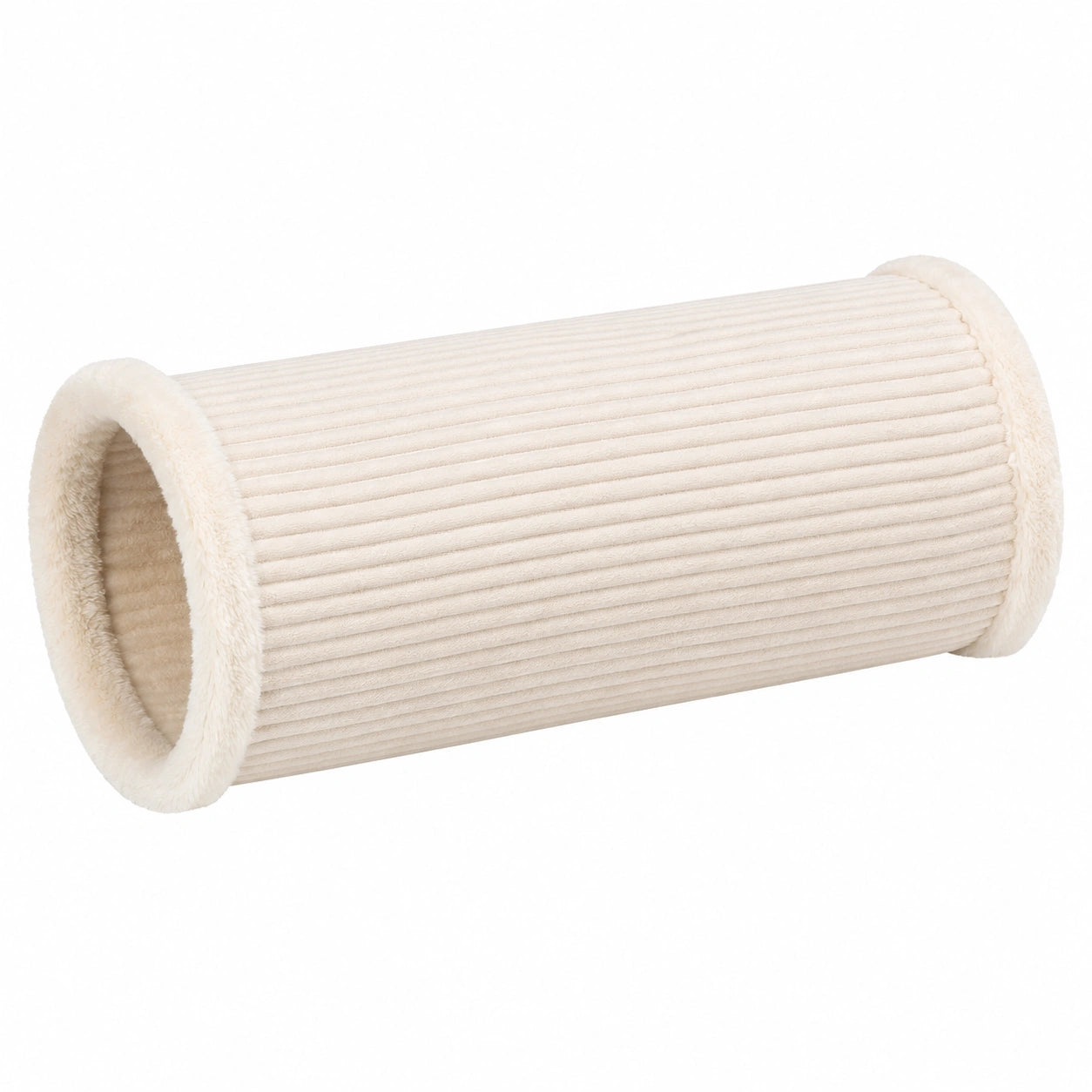 Cuscino cilindrico 20 x 45 cm in velluto a coste beige - morbido decorativo