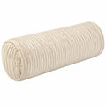 Cuscino cilindrico 20 x 45 cm in tessuto a coste beige morbido decorativo
