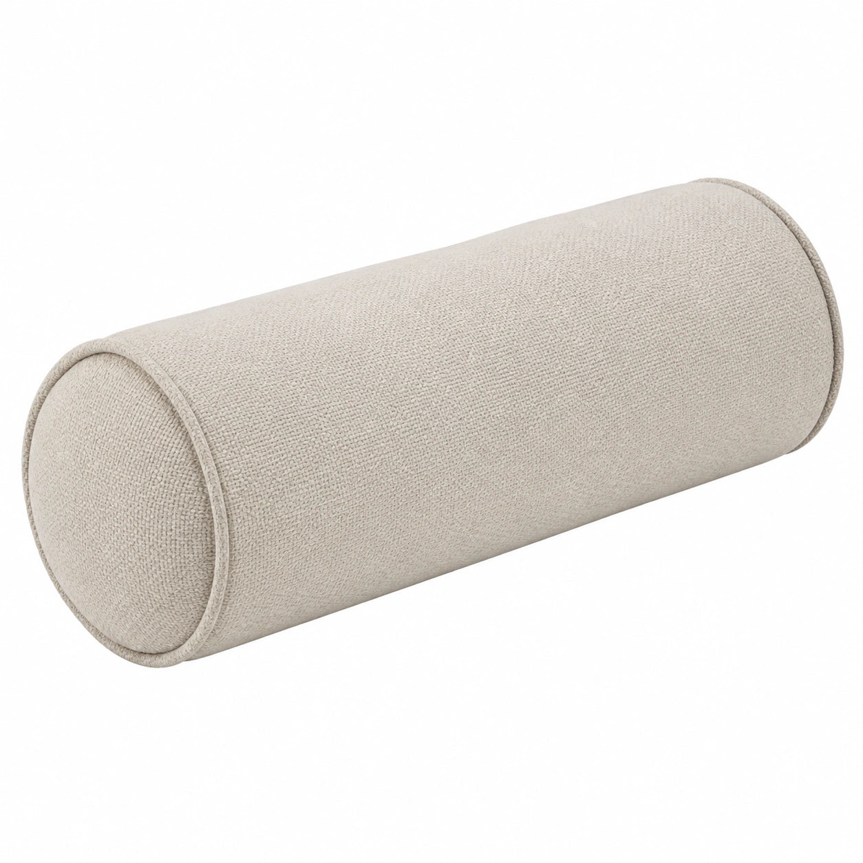 Cuscino cilindrico 18 x 50 cm in tessuto bouclé beige per divano - stile moderno