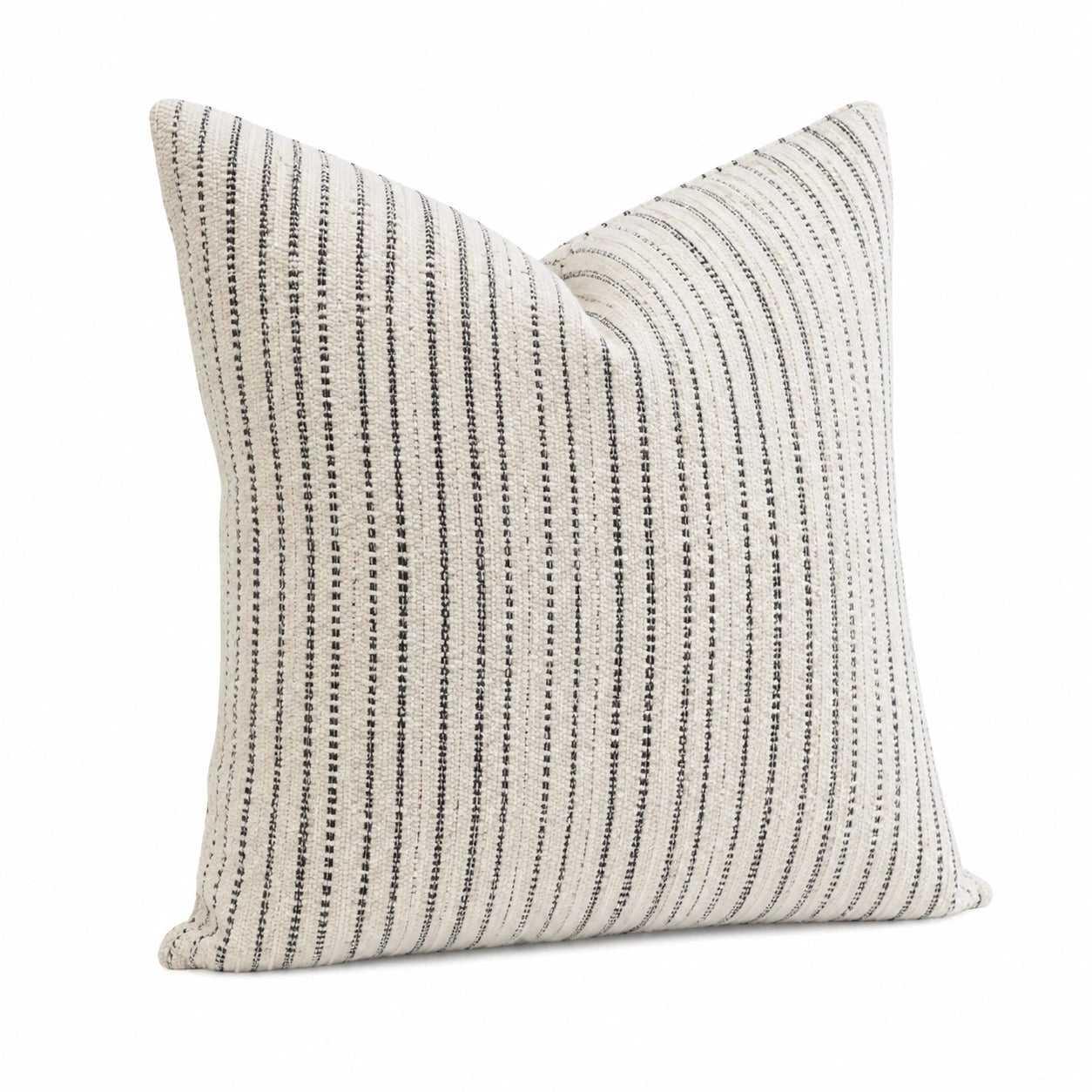 Cuscino decorativo 45 x 45 cm in tessuto beige e nero a righe