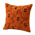 Cuscino decorativo 45 x 45 cm in tessuto arancione con fantasmi stile Halloween