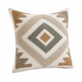 Cuscino decorativo 45 x 45 cm in tessuto avorio beige e verde con motivo geometrico bouclé