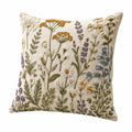 Cuscino decorativo 45 x 45 cm in tessuto beige ricamato floreale per divano stile botanico