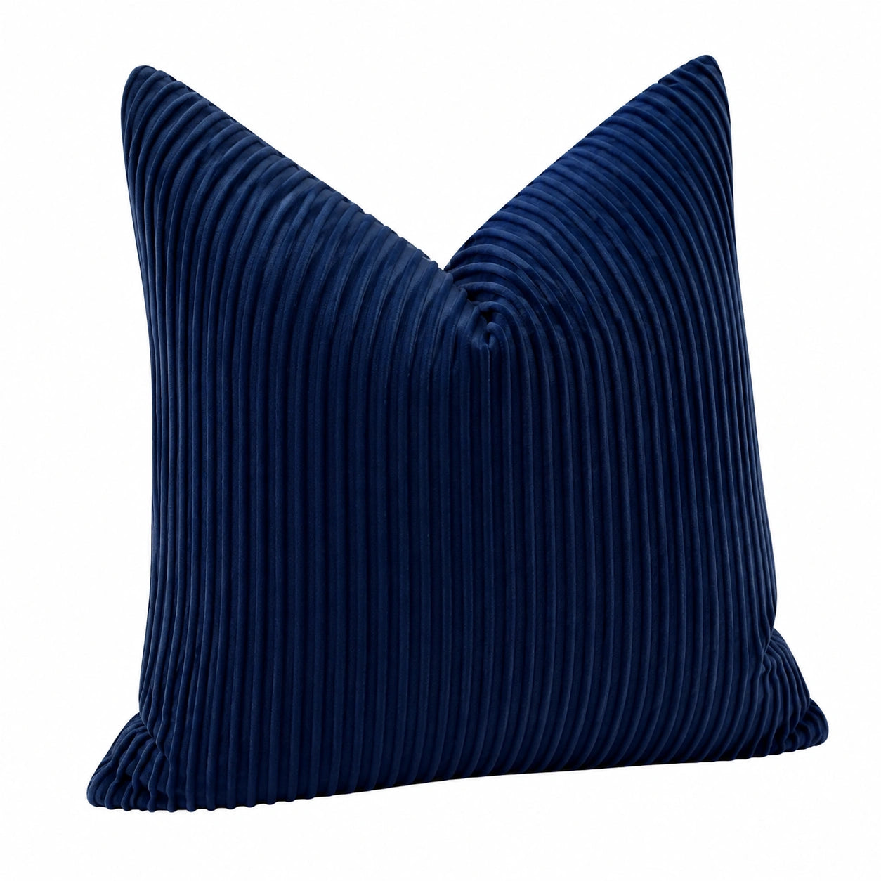 Cuscino decorativo 45 x 45 cm in velluto a coste blu navy - morbido per divano e letto