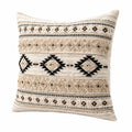 Cuscino decorativo 45 x 45 cm in tessuto beige e nero - motivo geometrico stile boho