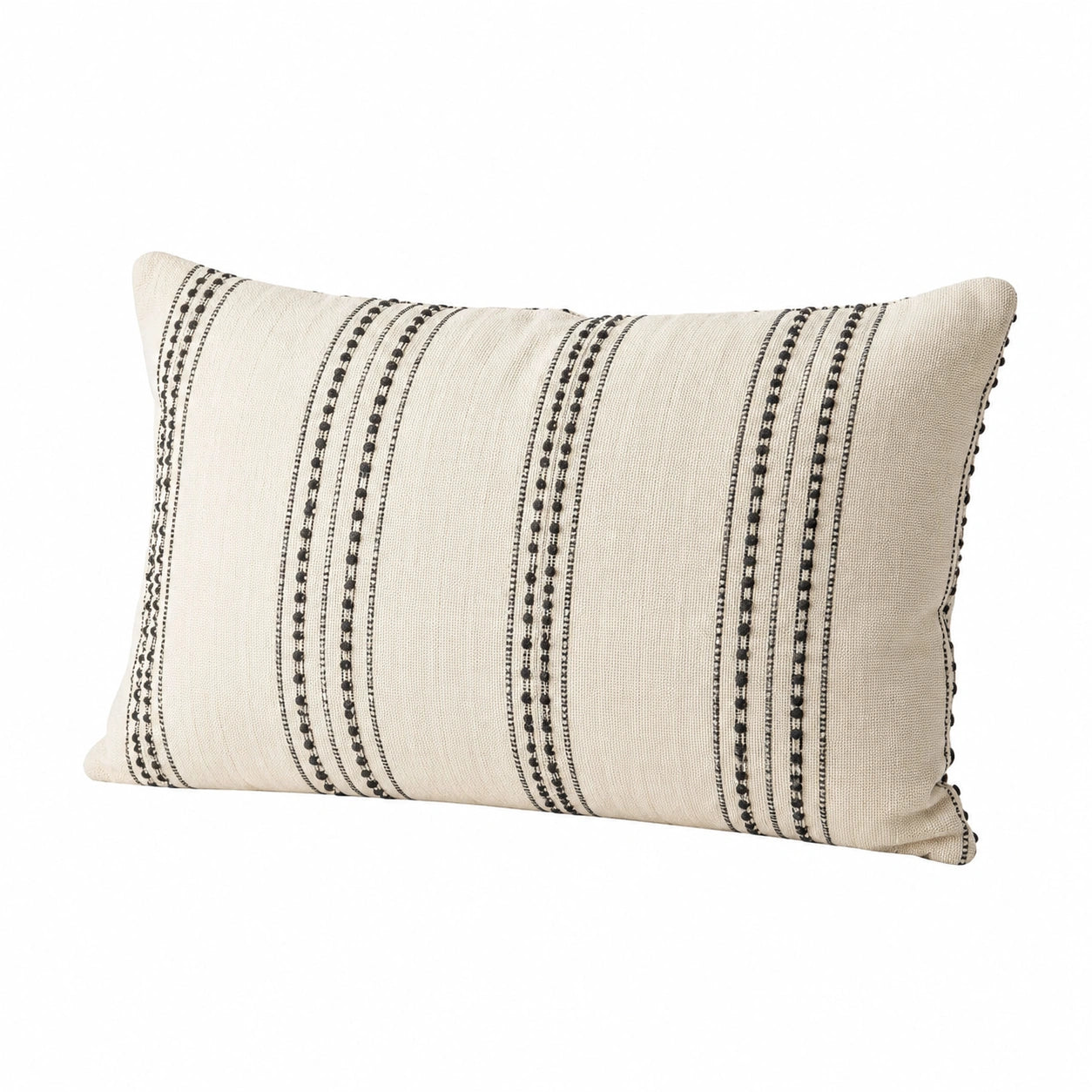 Cuscino rettangolare 50 x 30 cm in tessuto beige e nero a righe - decorativo