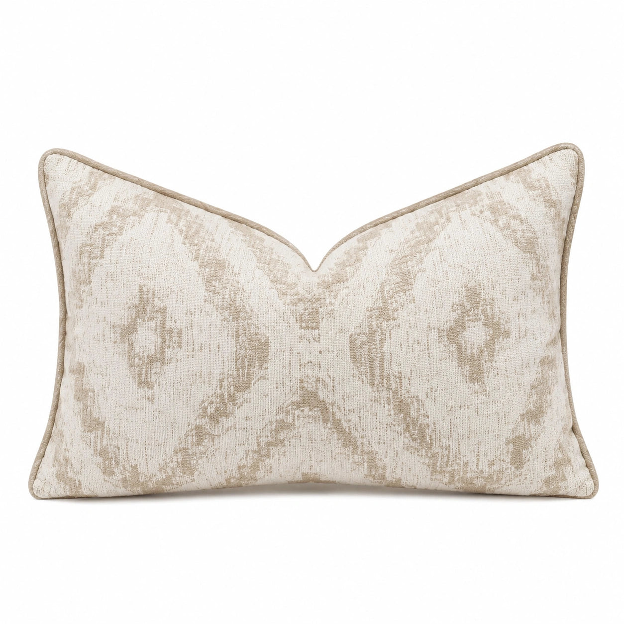 Cuscino decorativo 50 x 30 cm in tessuto beige effetto jacquard - stile classico