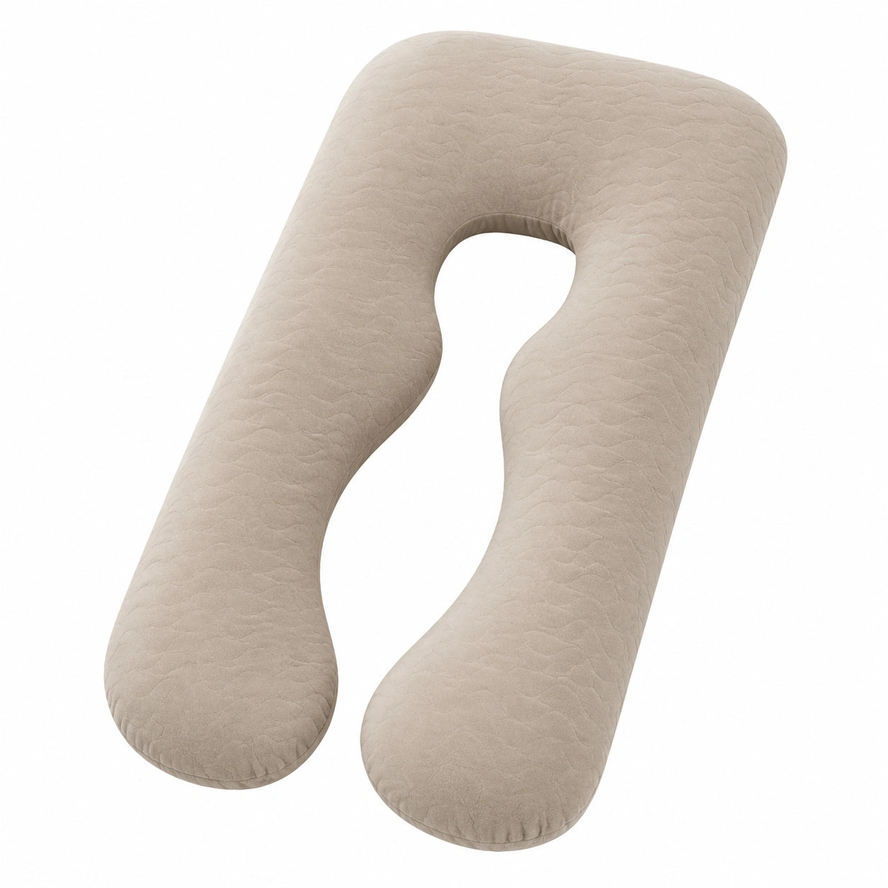 Cuscino gravidanza a U 140 cm in tessuto beige - supporto per riposo