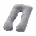 Cuscino gravidanza a U 130 cm in tessuto effetto velluto grigio - sostegno corpo