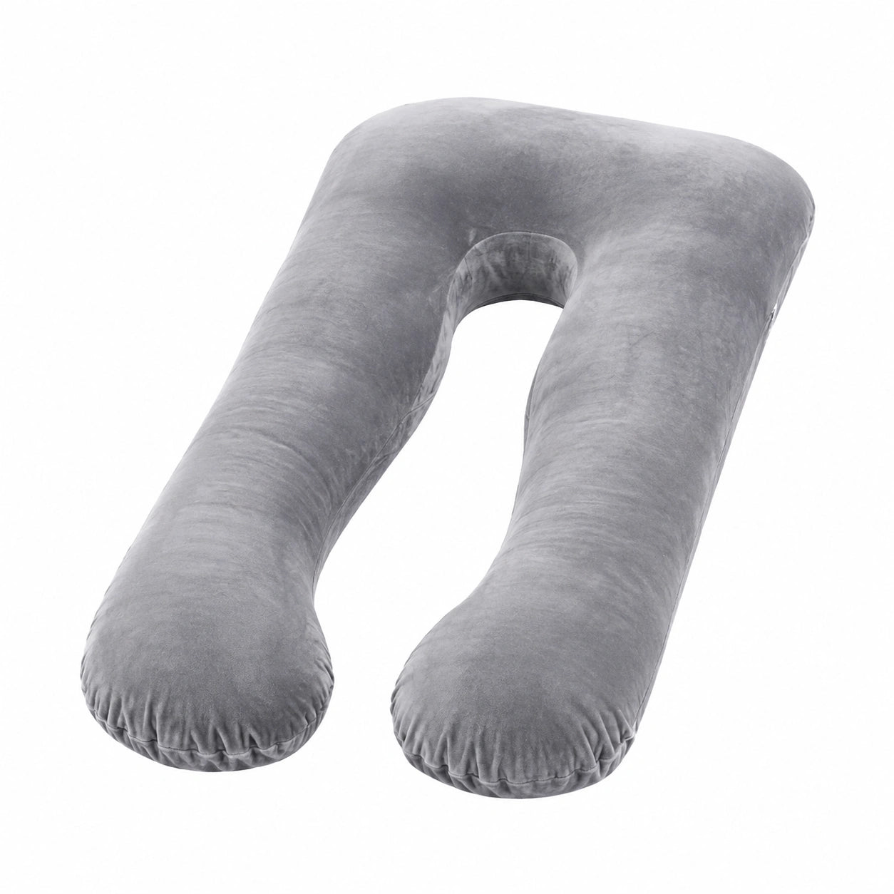 Cuscino gravidanza a U 130 cm in tessuto effetto velluto grigio - sostegno corpo
