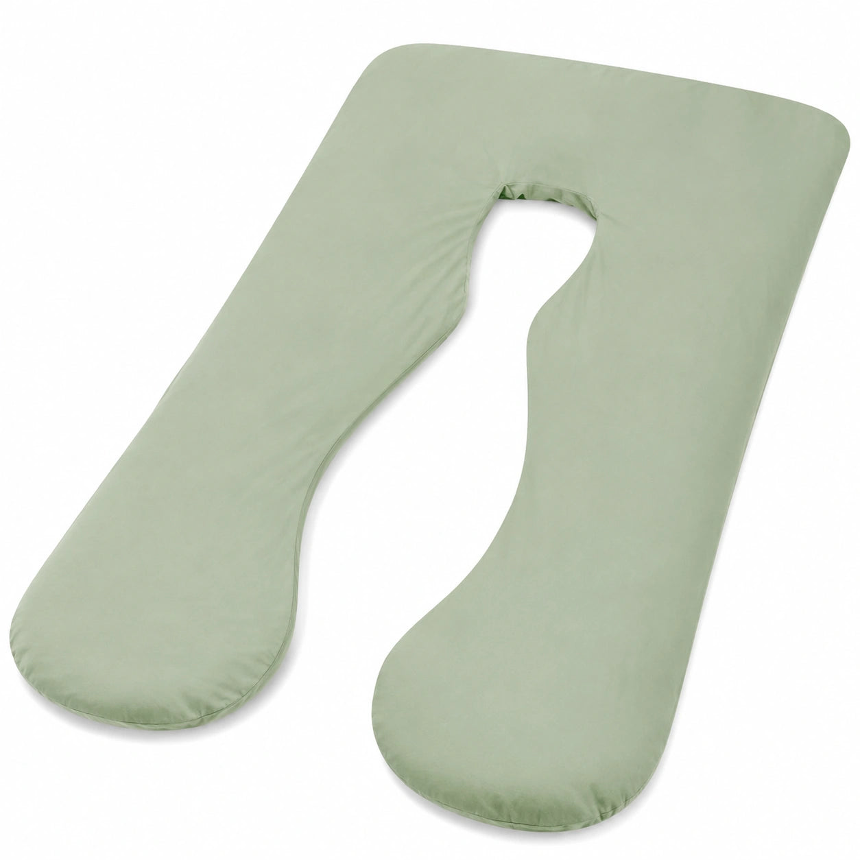 Cuscino gravidanza a U 140 cm in tessuto verde salvia per supporto riposo