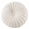 Cuscino decorativo rotondo 45 cm in tessuto avorio plissettato per arredamento