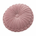 Cuscino decorativo rotondo 40 cm in velluto rosa con pieghe