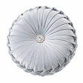 Cuscino decorativo rotondo 40 cm in velluto grigio chiaro per divano stile plissettato