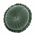 Cuscino decorativo rotondo 45 cm in velluto verde con volant